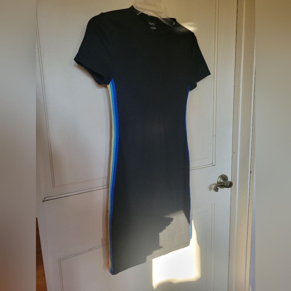 Black rainbow stripe bodycon dress